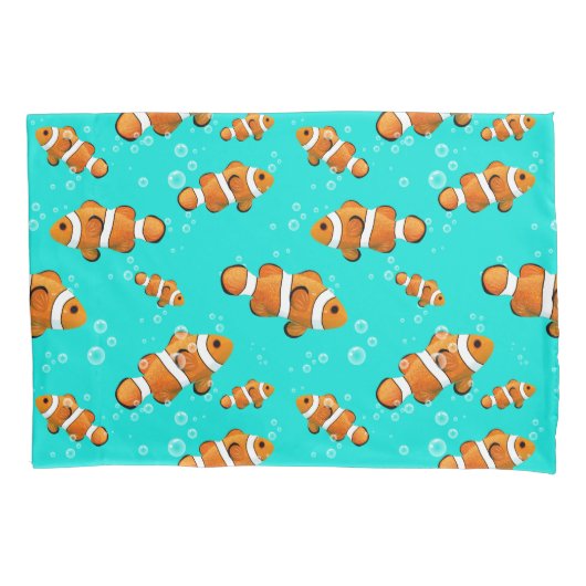Tropische Clownfish & Bubbles Patroon Kussensloop (Voorkant)