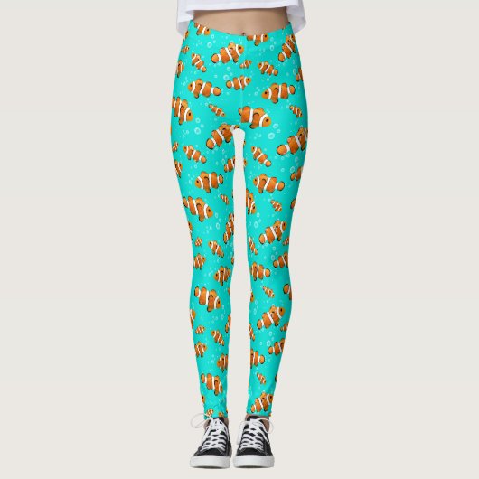 Tropische Clownfish & Bubbles Patroon Leggings (Voorkant)