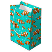 Tropische Clownfish & Bubbles Patroon Medium Cadeauzakje (Voorkant Gekanteld)