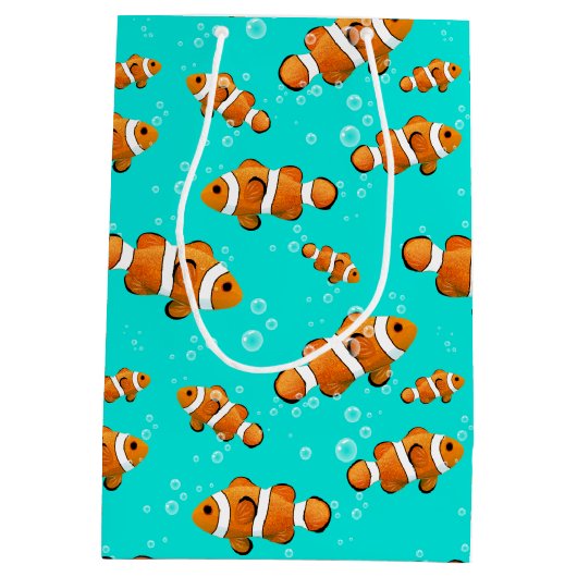 Tropische Clownfish & Bubbles Patroon Medium Cadeauzakje (Achterkant)