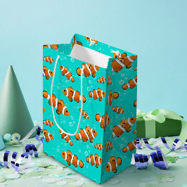 Tropische Clownfish & Bubbles Patroon Medium Cadeauzakje