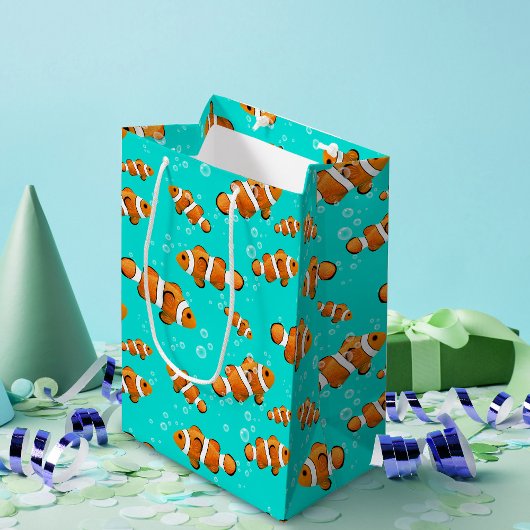 Tropische Clownfish & Bubbles Patroon Medium Cadeauzakje