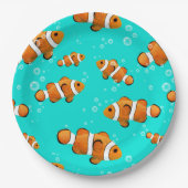 Tropische Clownfish & Bubbles Patroon Papieren Bordje (Voorkant)