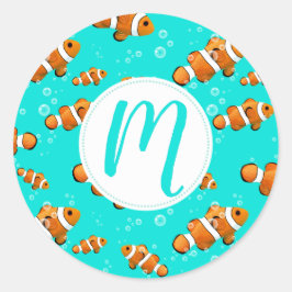 Tropische Clownfish & Bubbles Patroon Ronde Sticker