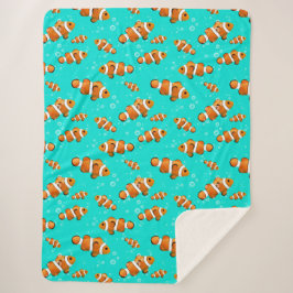 Tropische Clownfish & Bubbles Patroon Sherpa Deken
