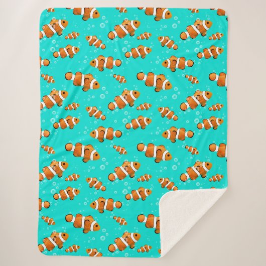 Tropische Clownfish & Bubbles Patroon Sherpa Deken (Voorkant)