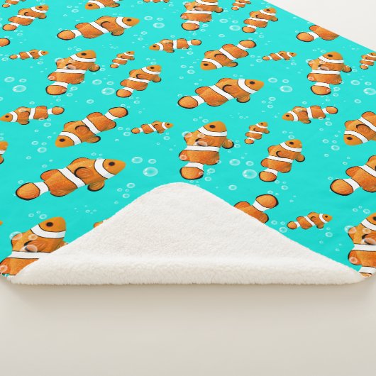 Tropische Clownfish & Bubbles Patroon Sherpa Deken (3/4)