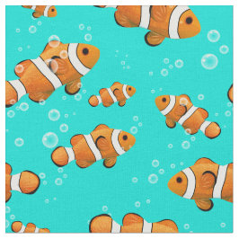 Tropische Clownfish & Bubbles Patroon Stof