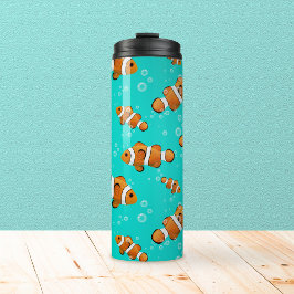 Tropische Clownfish & Bubbles Patroon Thermosbeker