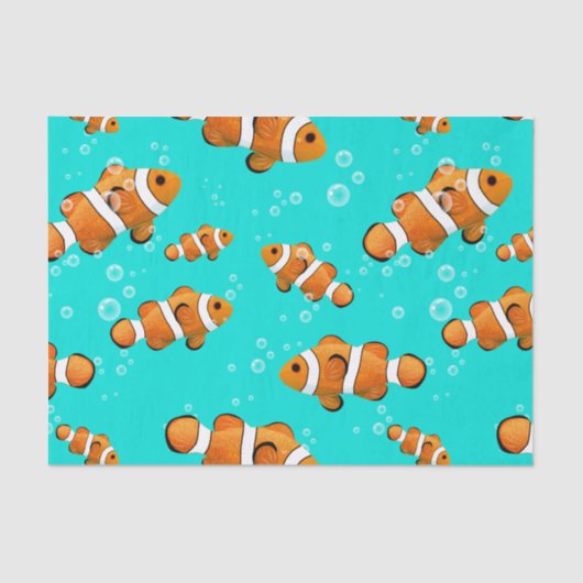 Tropische Clownfish & Bubbles Patroon Tissuepapier (Voorkant)