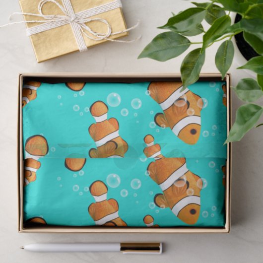 Tropische Clownfish & Bubbles Patroon Tissuepapier (Geschenk)