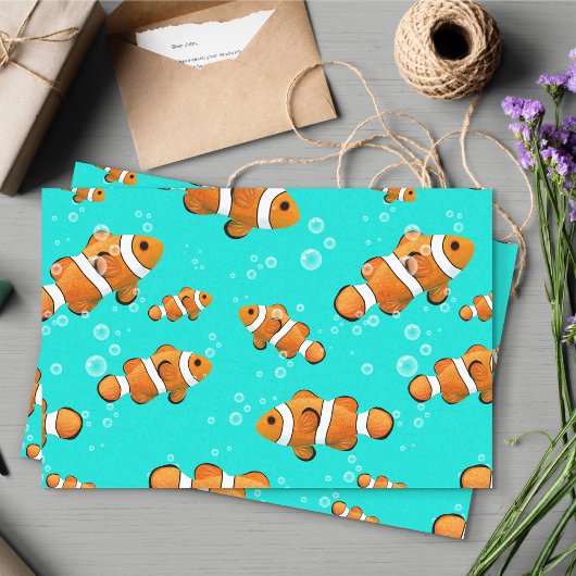 Tropische Clownfish & Bubbles Patroon Tissuepapier