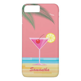 Tropische cocktail & Beach iPhone 7 Plus - koraal Case-Mate iPhone Case
