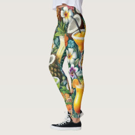 Tropische Cocktail & Bloemen Vrouwen Leggings