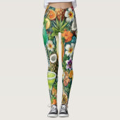 Tropische Cocktail & Bloemen Vrouwen Leggings (Voorkant)