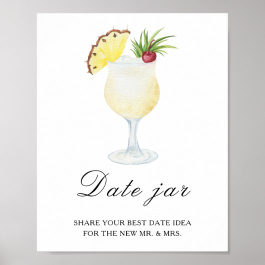Tropische cocktail bruidsshower - date night ideeë poster (Voorkant)