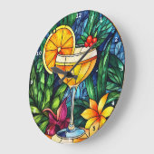 Tropische Cocktail Elegance" - Glas in lood Grote Klok (Hoek)