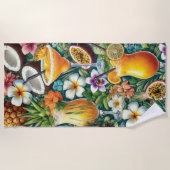 Tropische cocktail en bloemen ontwerp strandlaken (Voorkant)