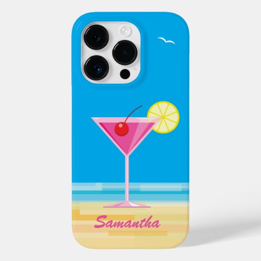 Tropische cocktail en strand Case-Mate iPhone case (Achterkant)