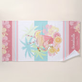 Tropische cocktail Flamingo Monogram Strandlaken (Voorkant)
