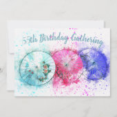 Tropische Cocktail Paraplu's 55e Verjaardag Uitnod Kaart (Voorkant)