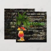 Tropische cocktail Party neon na bruiloft Kaart (Voorkant / Achterkant)