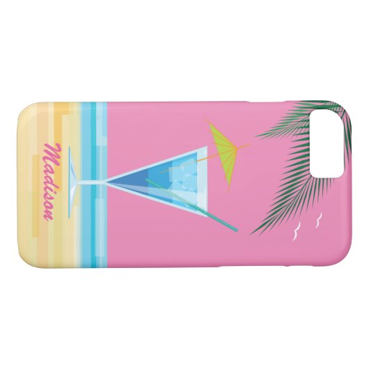 Tropische cocktail & roze Sky iPhone 7 Hoesje (Achterkant (Horizontaal))