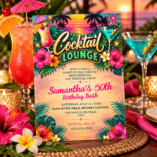 Tropische Cocktailbar 50ste verjaardag Kaart