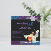 Tropische cocktails 40e verjaardagsfeest kaart (Staand voorkant)