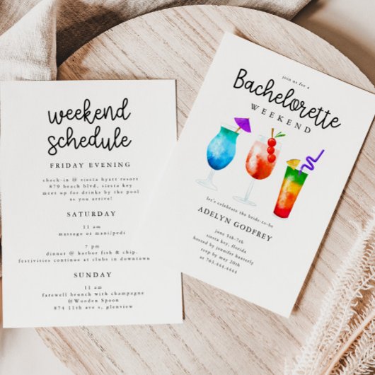 Tropische cocktails Bachelorette Kaart