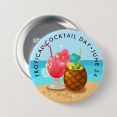 Tropische Cocktails Day, ananas, hibiscus Ronde Button 7,6 Cm (Voorkant /achterkant)