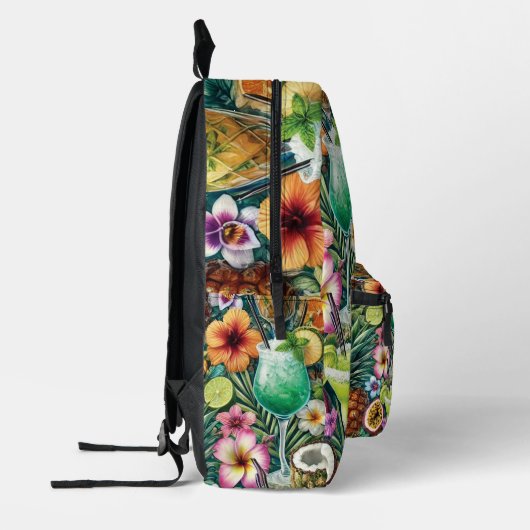 Tropische cocktails en bloemen ontwerpen bedrukte rugzak (Links)