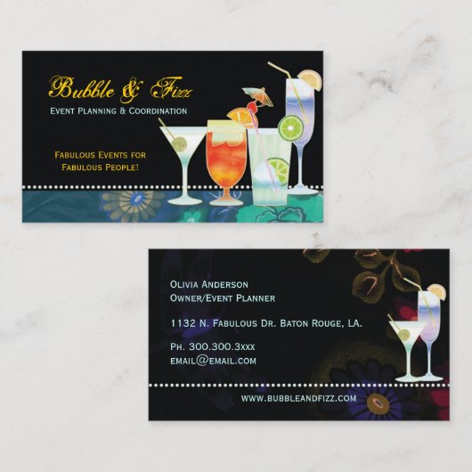 Tropische cocktails Event Planner Visitekaartje (Voorkant / Achterkant)