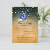 Tropische Cocktails Strand Bruiloft RSVP Kaartje (Staand voorkant)