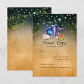 Tropische Cocktails Strand Bruiloft RSVP Kaartje (Voorkant / Achterkant)