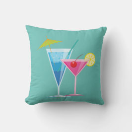 Tropische Cocktails Zomer Kussen op Turquoise