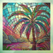 Tropische Coco palm Glas in lood kunst Raamsticker (Vel 3)