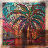 Tropische Coco palm Glas in lood kunst Raamsticker (Vel 2)