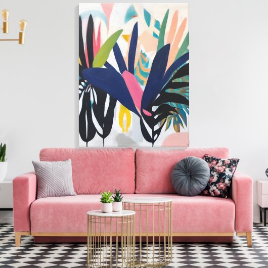 Tropische compositie - gewikkeld canvas print (Insitu (Woonkamer))