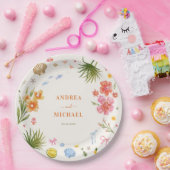 Tropische Coquette Seashells Bows Palm Tree Weddin Papieren Bordje (Feest)