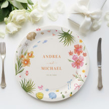 Tropische Coquette Seashells Bows Palm Tree Weddin