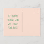 Tropische Coral Neo Munt Waterverf sparen de Datum Aankondigingskaart (Achterkant)