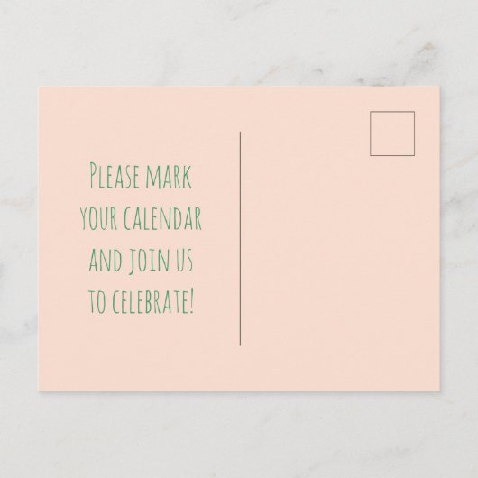 Tropische Coral Neo Munt Waterverf sparen de Datum Aankondigingskaart (Achterkant)