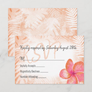 Tropische Coral Pink Plumeria RSVP Enclosure Kaart