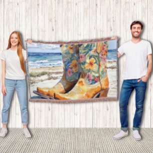 Tropische Cowgirl Western Ontmoet Tropisch Strand Deken