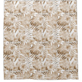 Tropische Cream Bloemenbladeren Douchegordijn (Voorkant)