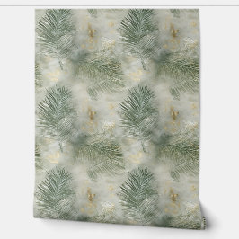 Tropische crème groen gouden bladeren behang