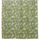 Tropische crème groene bladeren douchegordijn (Voorkant)