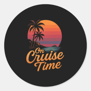 Tropische cruise op vakantie met palmboom ronde sticker