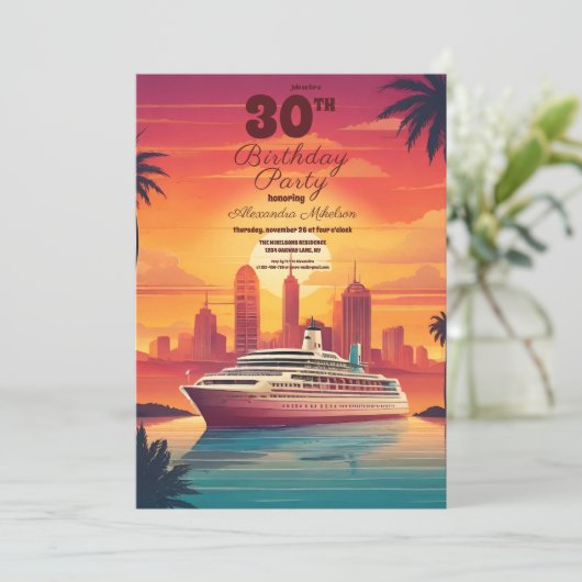 Tropische cruise scheepsbestemming Verjaardagsfees Kaart (Staand voorkant)